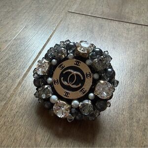 Handmade Swarovski crystals Authentic Chanel button Brooch